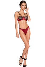 LI265 Roma Confidential Wholesale Lingerie Red and Black Lace and Satin Short Set