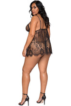 LI275 Roma Confidential Wholesale Plus Size Lingerie Black Elegant Eyelash Lace Baby doll