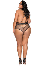 LI278 Roma Confidential Wholesale Plus Size Lingerie Black Satin and Lace Teddy