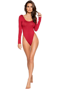 LI280 Roma Confidential Wholesale Lingerie Red Cozy Long Sleeved Bodysuit