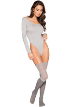 LI280 Roma Confidential Wholesale Lingerie Grey Cozy Long Sleeved Bodysuit