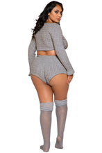 LI287 Roma Confidential Wholesale Plus Size Lingerie Grey Cozy and Comfy Pajama Short Set