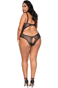 LI293Q Roma Confidential Wholesale Plus Size Lingerie 1pc Black Teddy with Cutout Top 