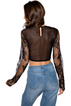 LI299 Roma Confidential Wholesale Lingerie Long Sleeved Eyelash Lace Crop Top 